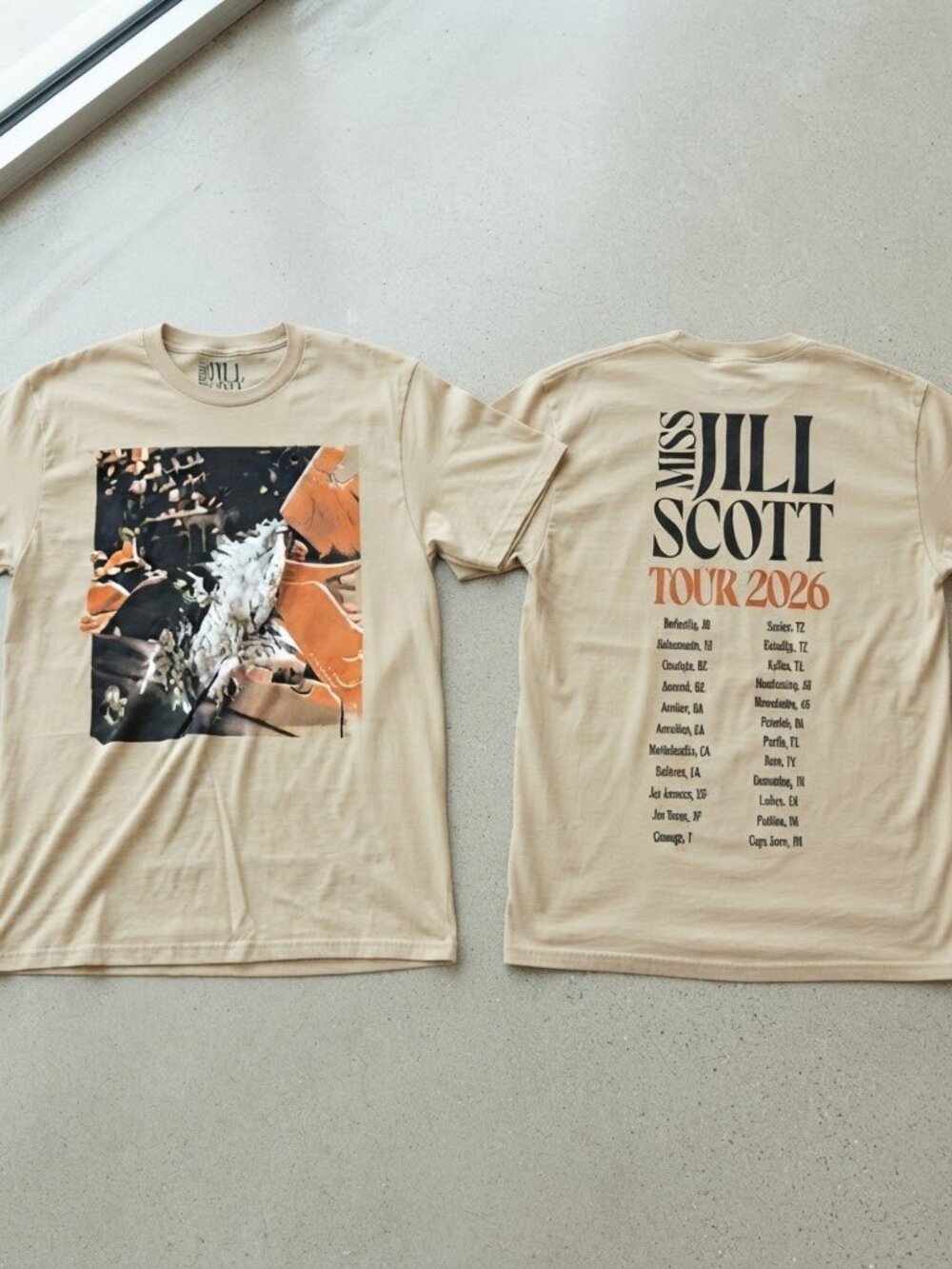Jill Scott Tour 2026 Cream Graphic T-Shirt S-4XL